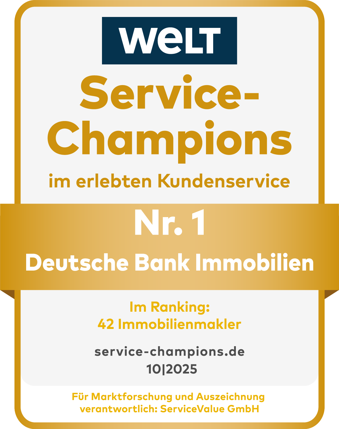 WELT Service-Champions — Nr. 1 Deutsche Bank Immobilien